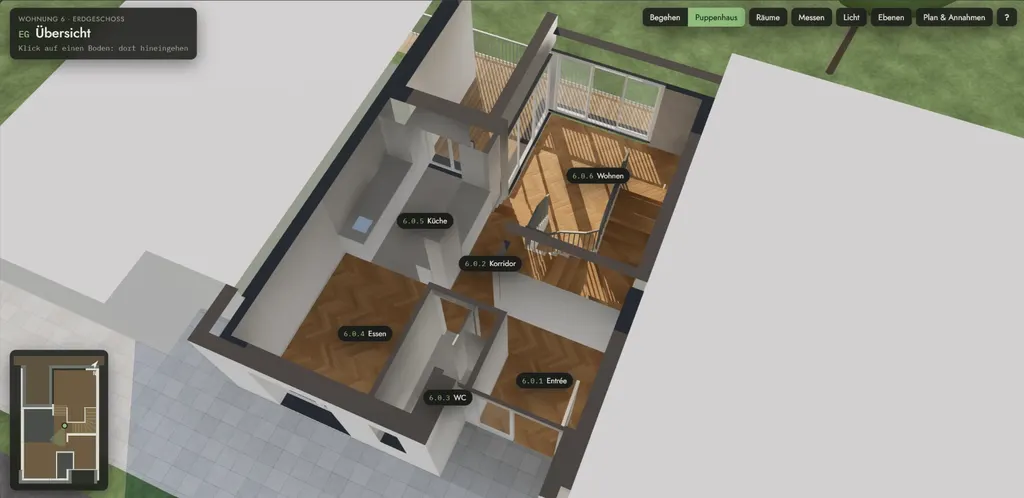 Puppenhaus-Ansicht des daraus erstellten 3D-Modells